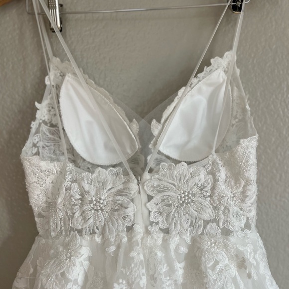 Height of Love White Embroidered Beaded Backless A-Line Gown - Picture 6 of 12